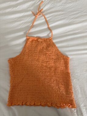Old Navy Peach-Orange Smocked Halter Top